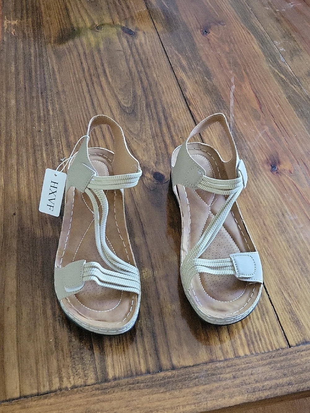 Women's Neutral Elastic Strap Sandals in Beige